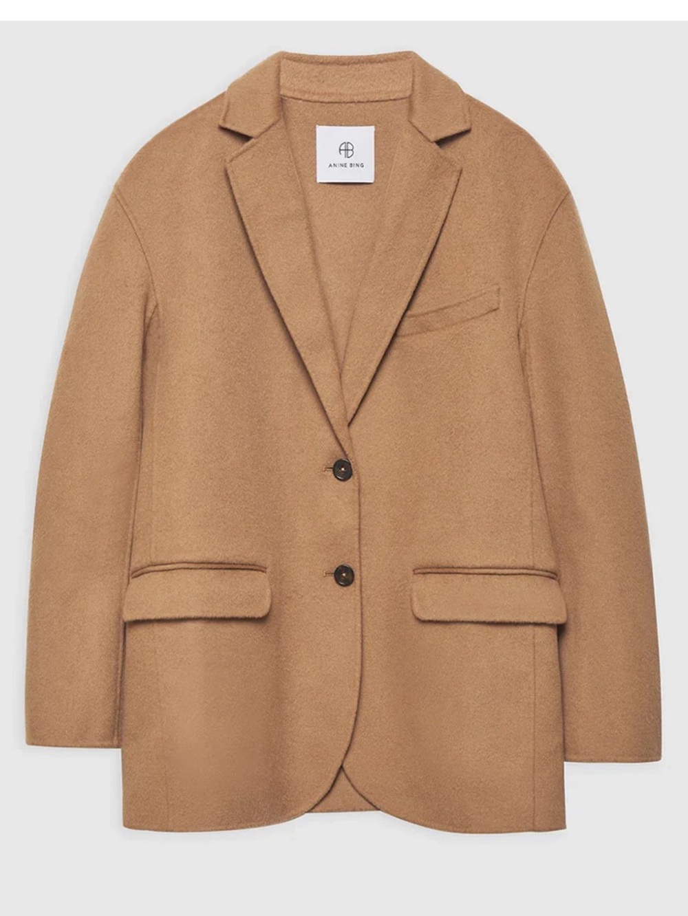 Anine Bing M Camel Quinn Blazer, Wool & Cashmere